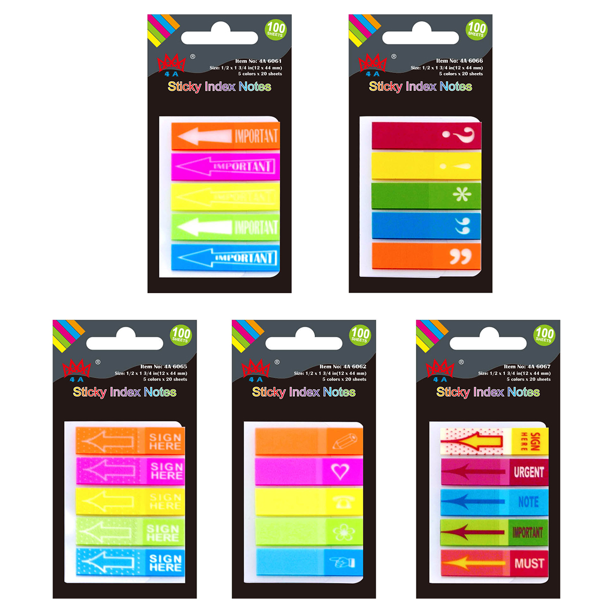 4a Film Sticky Flags 1 2 X 1 3 4 Inches 500 Sheets Pack 5pads Pack 4a High Quality Sticky Notes By 4a