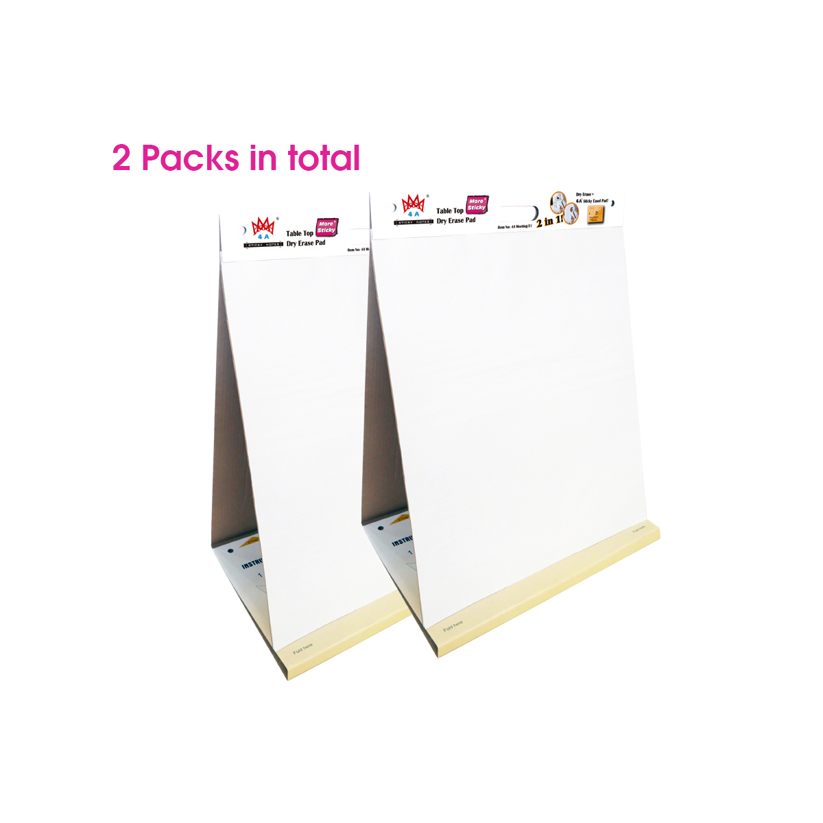 2 Packs 4A Super Sticky Table Top Dry Erase Pad+Easel Pad 2 In 1, Self